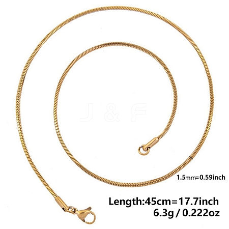 Ion Plating(IP) 1.5mm Unisex 304 Stainless Steel Snake Chains Necklaces ZV2766-2-1
