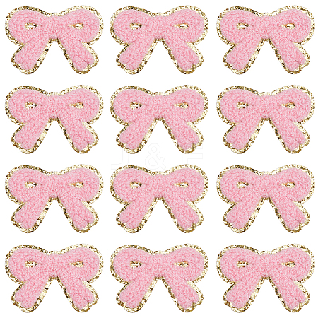 12Pcs Bowknot Towel Cloth Computerized Embroidery Cloth Iron On/Sew On Patches DIY-CY0001-14-1