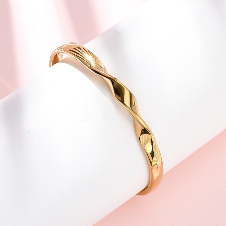 304 Stainless Steel Cuff Bangles for Women BJEW-D361-03G-1