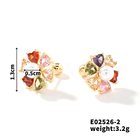 Summer Countryside Style Copper Zirconia Stud Earrings for Women QN0199-4-1