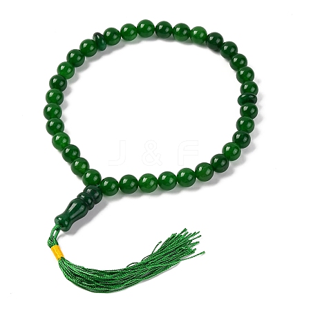 Natural Malaysia Jade Beads Stretch Bracelets BJEW-I319-01F-1