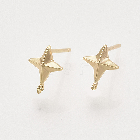 Brass Stud Earring Findings X-KK-T048-015G-NF-1