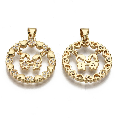 Brass Micro Pave Clear Cubic Zirconia Pendants ZIRC-S067-054-NF-1