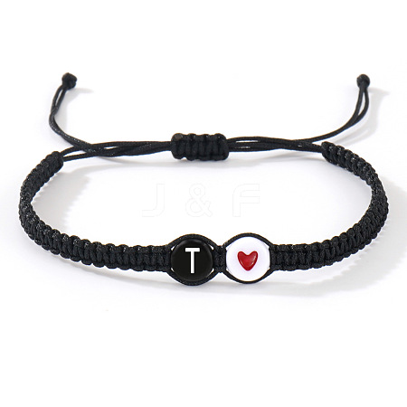 304 Stainless Steel Alphabet Beads Braided Bead Bracelets RY3090-46-1