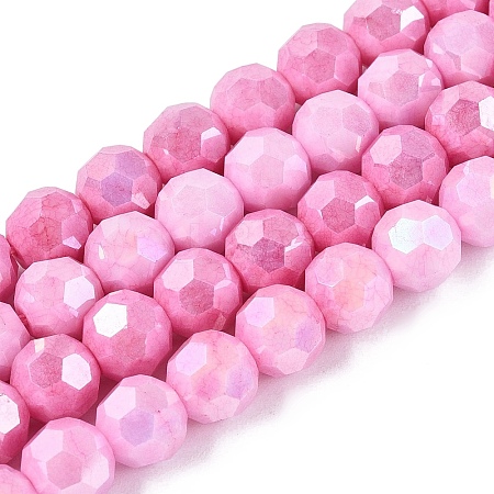 Anti-Tarnish Electroplate Glass Beads Strands EGLA-ZX010-8mm-02-1