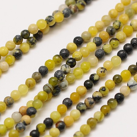 Natural Gemstone Yellow Turquoise(Jasper) Round Beads Strands X-G-A130-2mm-L01-1