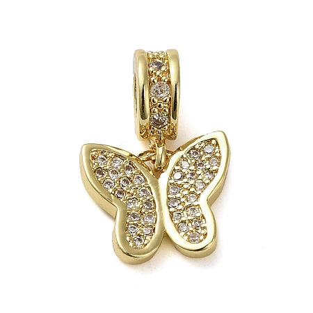 Brass Micro Pave Clear Cubic Zirconia Pendants KK-U005-02A-G-1