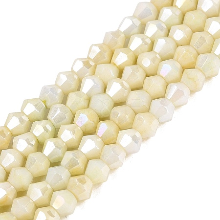Anti-Tarnish Electroplate Bicone Glass Beads Strands EGLA-T021-4mm-16-14-1
