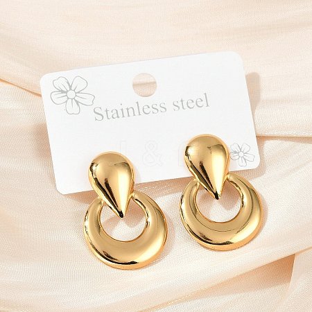 Flat Round 304 Stainless Steel Stud Earrings EJEW-L287-072G-1