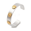 Flower 304 Stainless Steel Cuff Bangles for Women BJEW-A023-03P-1