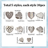 150pcs 5 Styles Tibetan Style Alloy Beads FIND-SC0011-21-2