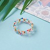 Round Transparent Inside Colours Glass Seed Beaded Finger Rings RJEW-JR00318-01-4