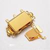 Rectangle with Leaf Brass Micro Pave Cubic Zirconia Box Clasps KK-M193-05G-NR-2