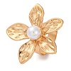 Flower Alloy Open Cuff Rings for Women RJEW-U028-01G-2