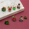 4 Pairs Candy Cane & Snowman & Christmas Gift Printed Wood Stud Earrings EJEW-OY001-01-3