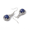 Natural Lapis Lazuli Teardrop Dangle Earrings with Crystal Rhinestone EJEW-A092-02P-10-4