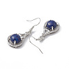 Natural Dyed Lapis Lazuli Teardrop Dangle Earrings with Crystal Rhinestone EJEW-A092-02P-10-4