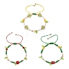 3Pcs 3 Styles Glass Seed Beads & Lampwork Beads Braided Bead Bracelets for Women BJEW-MZ00212-2