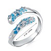 Rhodium Plated 925 Sterling Silver Open Cuff Ring with Clear Cubic Zirconia JR885A-3