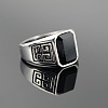 304 Stainless Steel & Obsidian Finger Rings for Men FS-WG9DF95-01-2