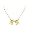 Rectangle with Cross & Heart Glass Seed Beaded Pendant Necklace NJEW-MZ00015-01-4