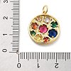 Flat Round Rack Plating Brass Micro Pave Cubic Zirconia Pendants KK-Z071-76G-3