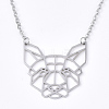 201 Stainless Steel Puppy Pendant Necklaces NJEW-T009-JN046-1-40-1