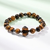 Natural Tiger Eye Beaded Stretch Bracelet for Women BJEW-A145-01E-2