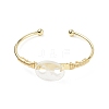 Natural Quartz Crystal Coffee Bean Open Cuff Bangle BJEW-G660-01G-07-2