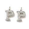 Initial Letter Brass Micro Pave Cubic Zirconia Pendants ZIRC-F008-P-1