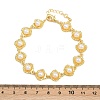 Brass & White Round ABS Plastic Pearl Shell Shape Link Chain Bracelets for Women BJEW-L707-03G-5