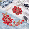  2Pcs 2 Style Peony Polyester Embroidery Sew on Clothing Patches PATC-NB0001-11C-4