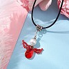 Angel Glass Sead Beaded Wing Pendant Necklaces NJEW-MZ00090-04-1