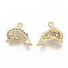 Brass Micro Pave Clear Cubic Zirconia Charms ZIRC-T011-08G-NF-2