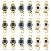 20Pcs Resin Evil Eye Round Bead with 304 Stainless Steel Connector Charms PALLOY-FS00071-02-1