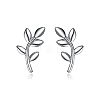 Leaf Sterling Silver Stud Earrings UF4300-1-1