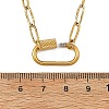 304 Stainless Steel Oval Screw Carabiner Lock Pendant Textured Paperclip Chain Necklaces NJEW-JN06576-02-4