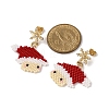 Santa Claus Brass Dangle Stud Earrings EJEW-MZ00498-4