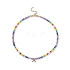 5Pcs 5 Style Colorful Cubic Zirconia Crescent Moon Charm Necklaces Set NJEW-JN04070-4