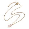 Natural Rose Quartz Oval Pendant Necklace NJEW-JN04487-01-4