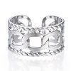 304 Stainless Steel Curb Chains Shape Open Cuff Ring RJEW-N040-04-2