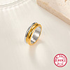 Two Tone 925 Sterling Silver Grooved Finger Rings KZ3261-4-1