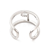 Clear Cubic Zirconia Initial Letter Open Cuff Ring RJEW-A012-01P-P-3