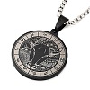 Retro Mandala 201 Stainless Steel Box Chain Constellation Pendant Necklaces for Women Men NJEW-M223-01K-1