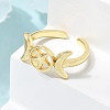 Brass Open Cuff Rings for Women RJEW-K322-01G-3