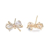 Brass Micro Pave Clear Cubic Zirconia Stud Earring Findings X-KK-T062-246G-2