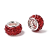 Polymer Clay Rhinestone European Large Hole Beads with Silver Color Plated Brass Cores FPDL-R002-06-2
