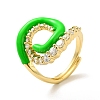 Enamel Hamsa Vortex Adjustable Ring with Clear Cubic Zirconia RJEW-I087-16G-2