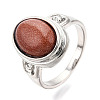Natural Mixed Gemstone Oval Finger Rings RJEW-N044-03-6