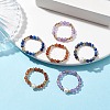 6Pcs Natural Lapis Lazuli/Garnet/Amethyst with Glass Braided Beaded Finger Rings RJEW-JR00673-2